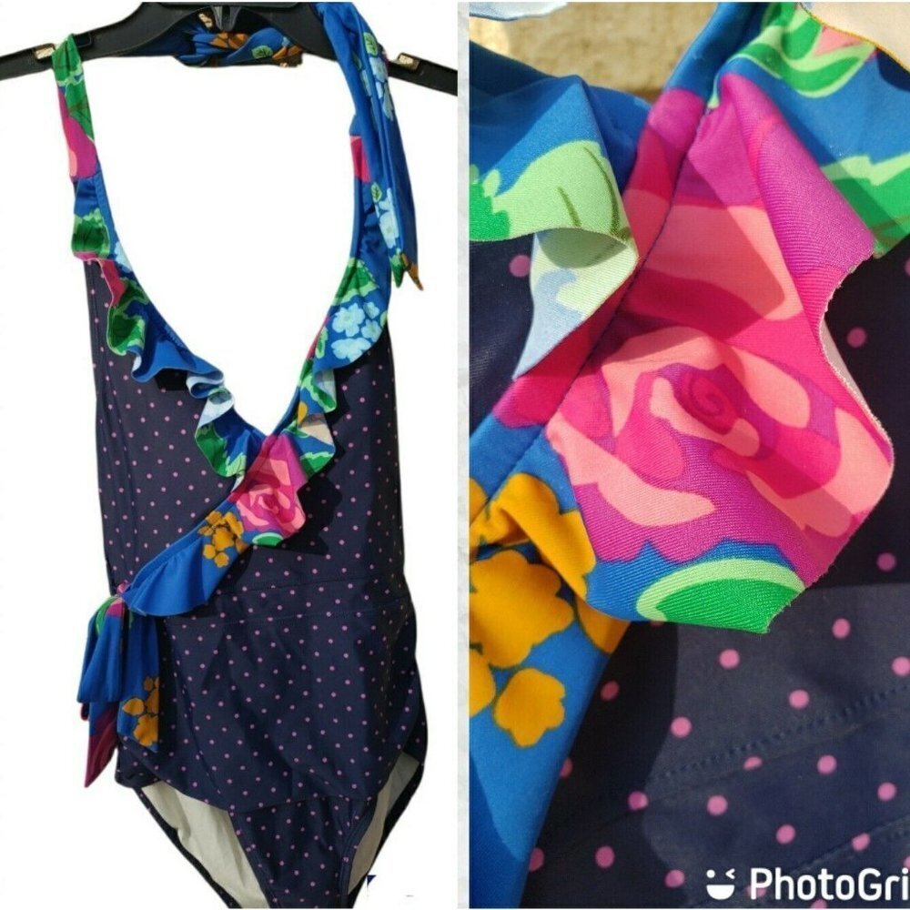 MATILDA JANE Women's Swimsuit Sandcastle Queen One Piece Small Polka Dots Floral